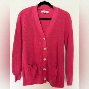 Loft cotton cardigan in pink size medium